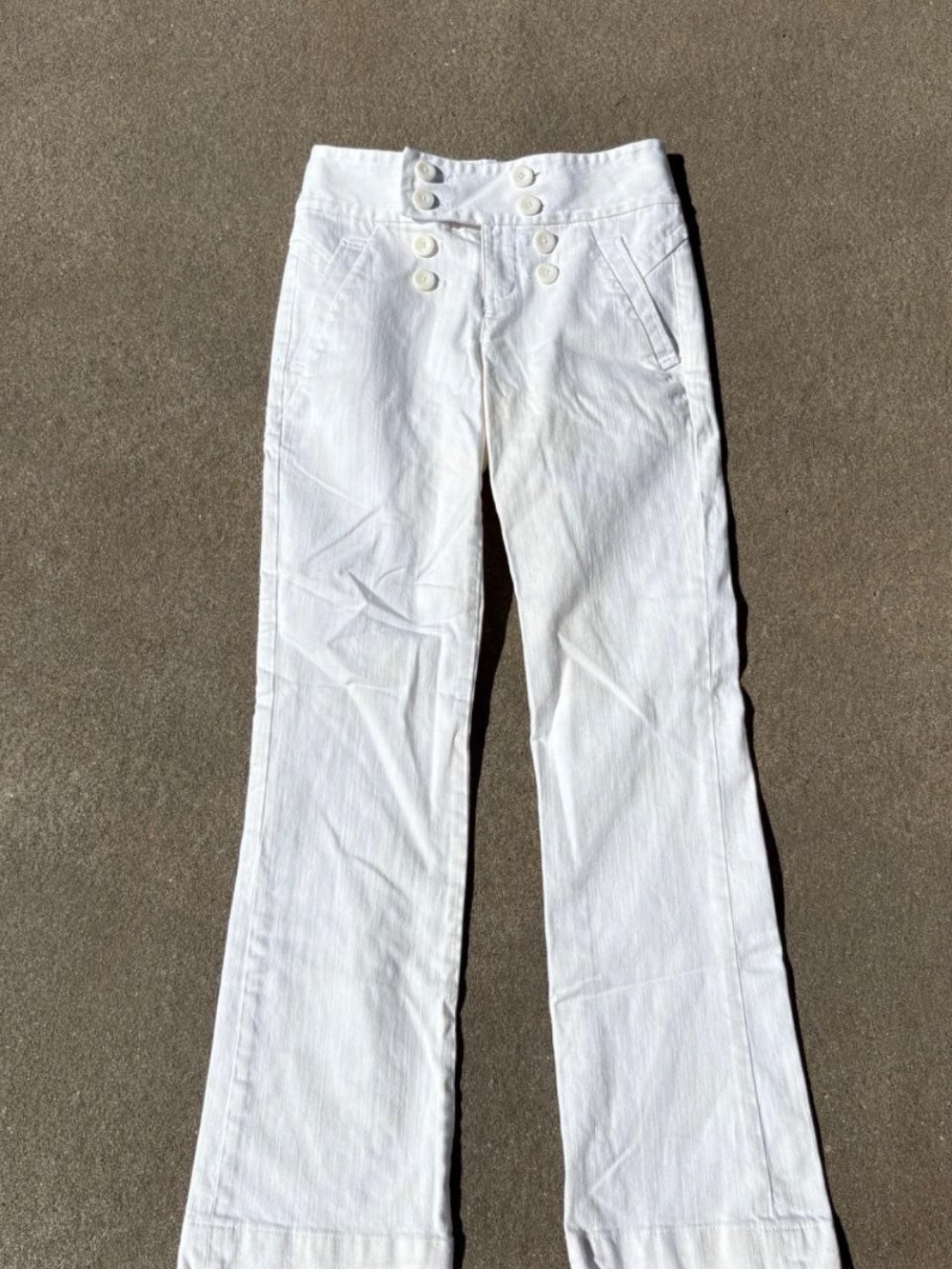 Armani Exchange White Boot-Cut Sailor Button Pants